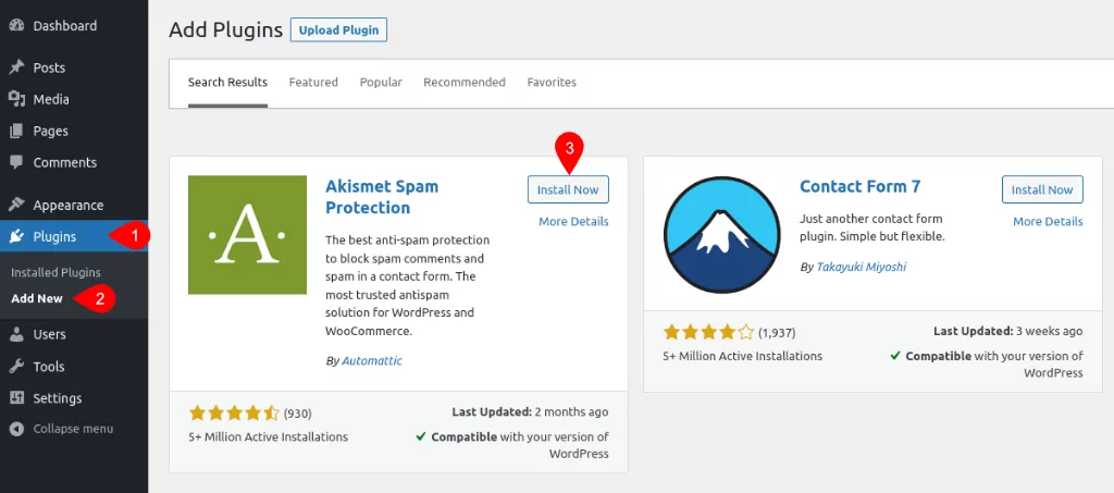WordPress Install Akismet Anti-Spam Plugin